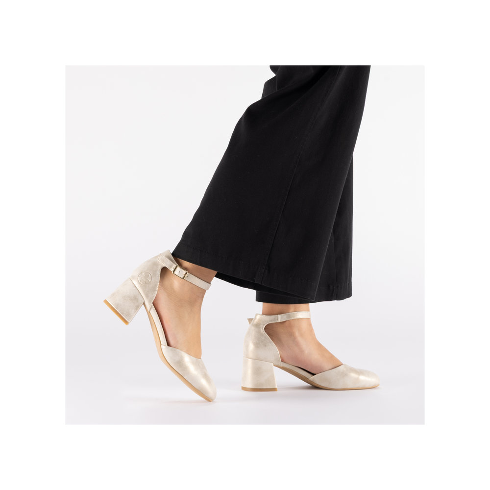 Escarpin ouvert à la cambrure argent/platine - Photo 10