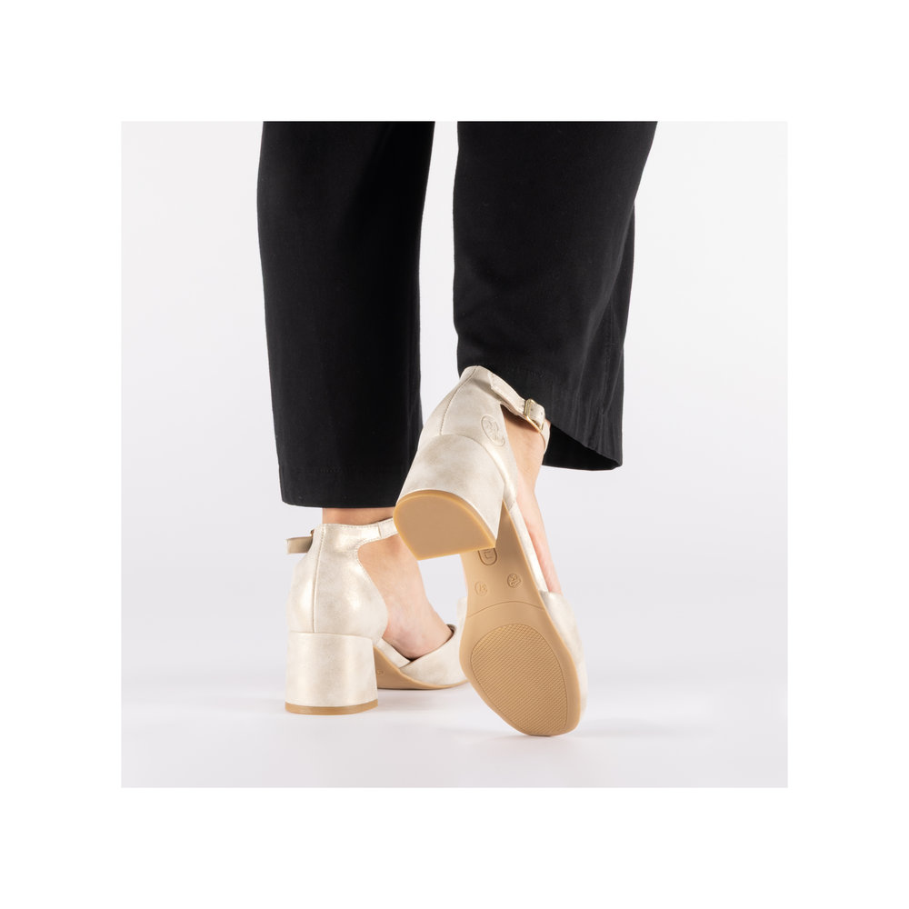 Escarpin ouvert à la cambrure argent/platine - Photo 11