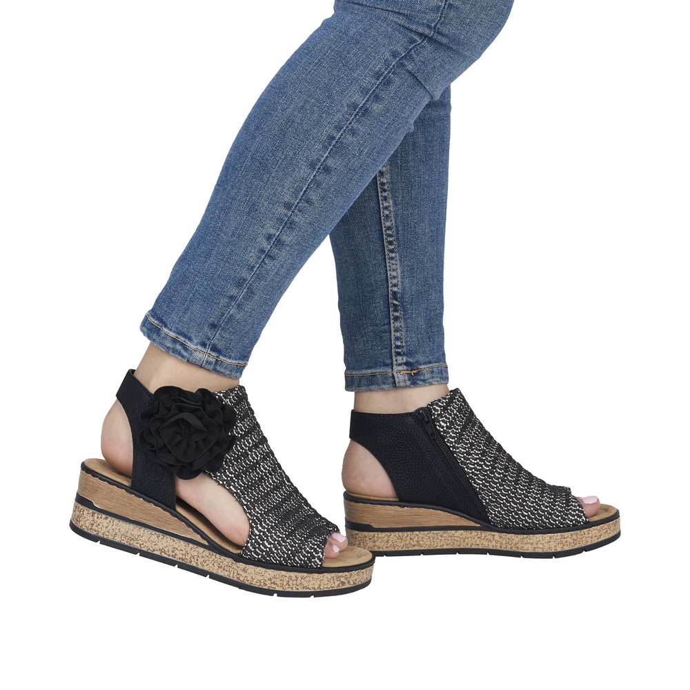 Sandale avec bride cheville noir combiné - Photo 9