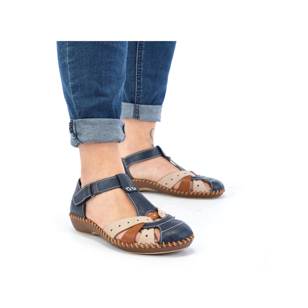 Escarpin ouvert à la cambrure bleu combiné - Photo 9