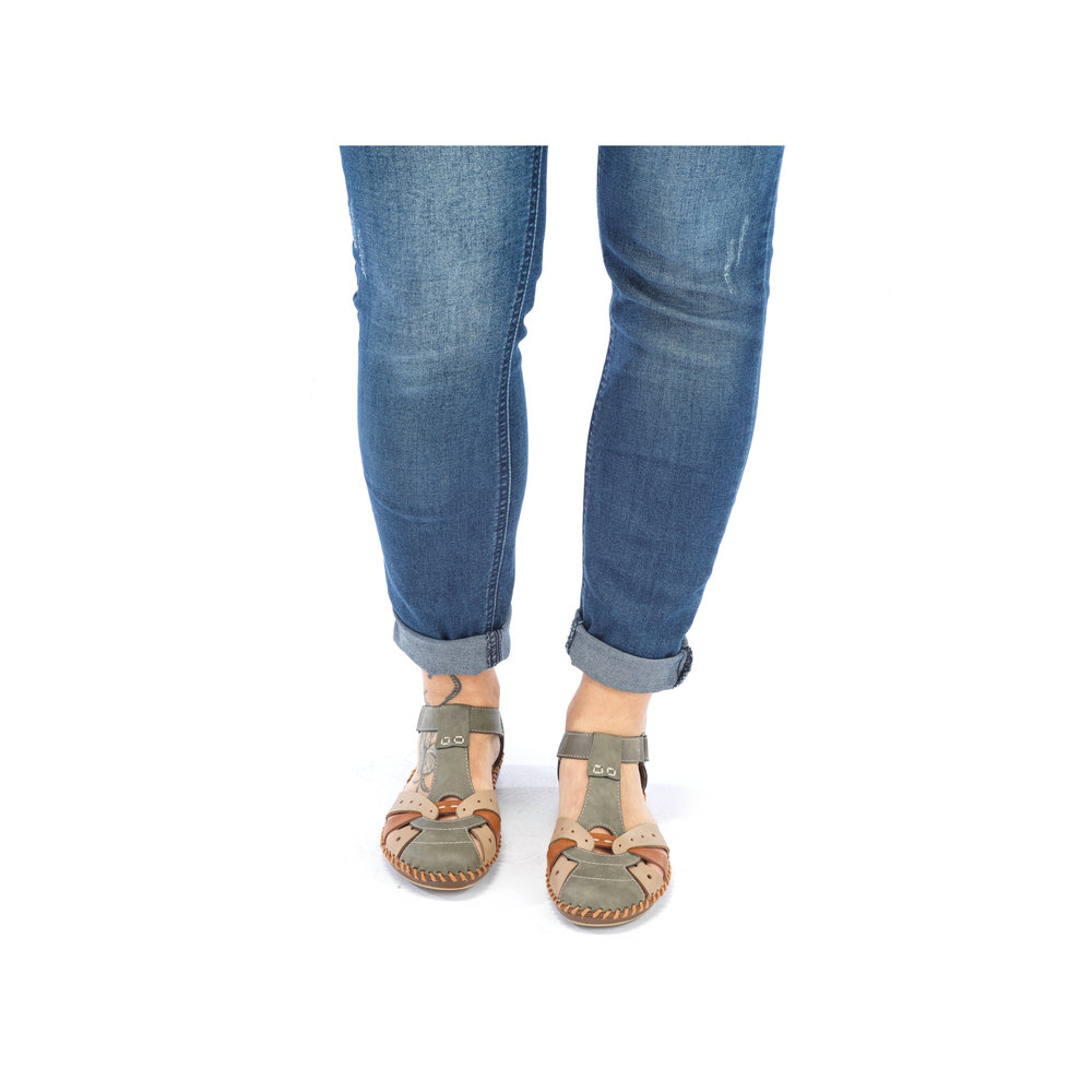 Escarpin ouvert à la cambrure vert combiné - Photo 9